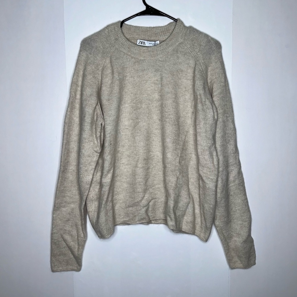 NWT Zara alpaca wool blend beige pullover sweater size XL